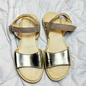 Russel and Bromley Women's Gold and Tan Sandals size 36